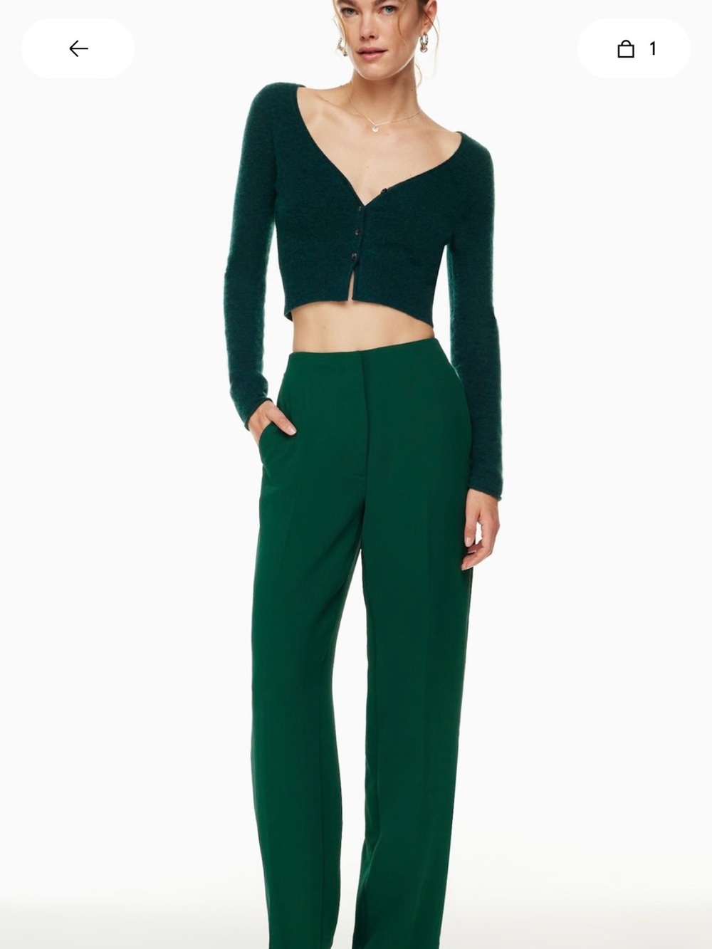 Aritzia High-Rise Sonata Leg Pants in Forest Green